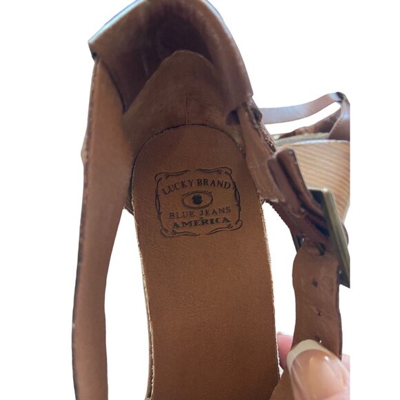 Lucky Brand Wedge Sandals Brown Size 8M - Picture 9 of 12